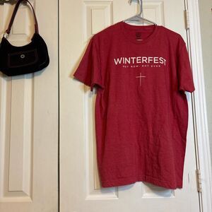 Sunday Cool Large Red Winterfest Christian Graphic Tee Unisex